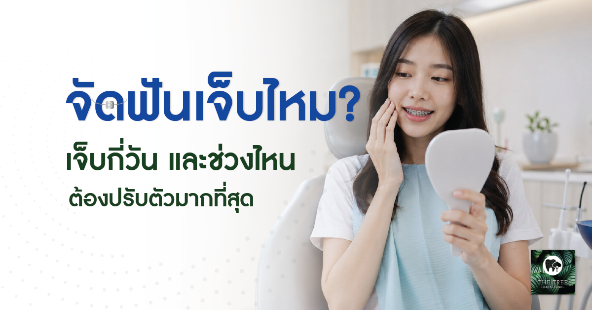 ภาพหน้าปกคนไข้หลังติดเครื่องมือจัดฟัน กำลังปรับตัวในคลินิกทันตกรรม